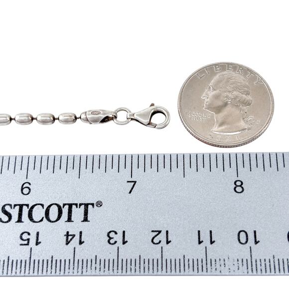 Barrel Ball Beaded Bracelet | Polished Links | Vintage Sterling Silver 925 7.25" - Picture 2 of 6